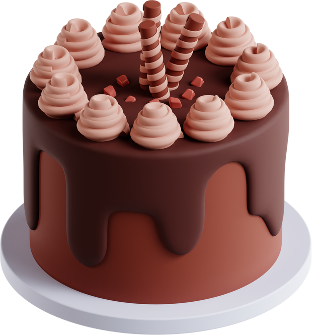 3D chocolate cake illustration