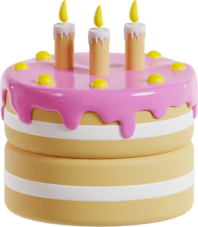 3D Birthday Cake Illustration